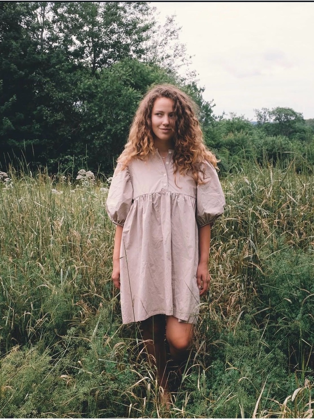 Rudy Jude Rust-Tan Puff Sleeve Smock Dress - Picture 8 of 8